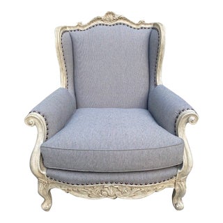 Vintage New Blue Wingback Chairs Chairish