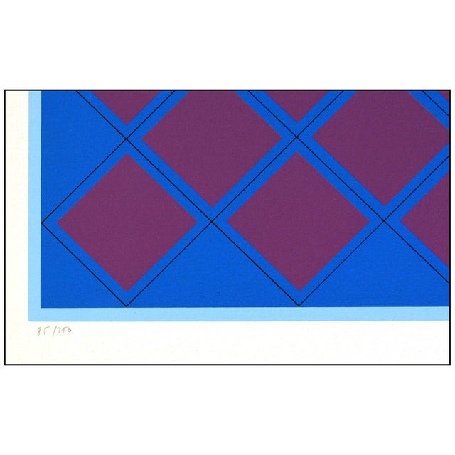 Victor Vasarely Late 20th Century Pictor Geometric Abstract Blue Screenprint Victor Vasarely For Sale - Image 4 of 5
