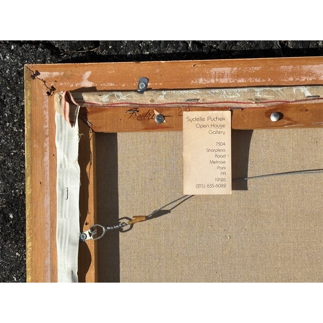 Mid 20th C. Original Oil on Canvas - Estate Landscape Scene For Sale - Image 6 of 12