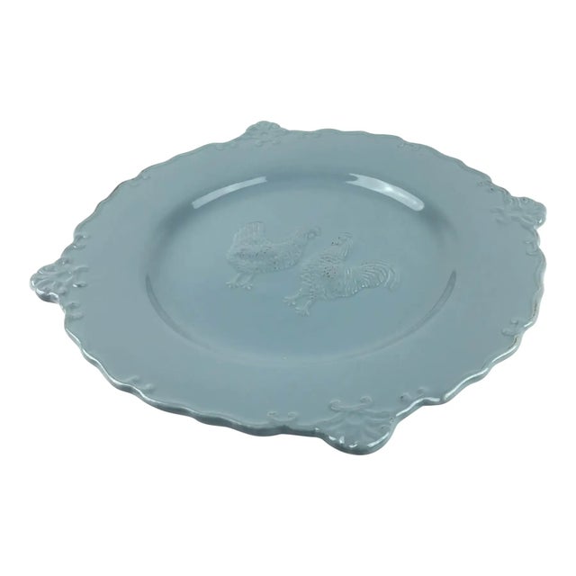 American Blue Ceramic Rooster Plate Set of 4 For Sale - Image 3 of 10