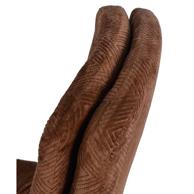 Brown 1970s Mid-Century Modern High Back Parsons Chairs in Chrome & Velvet For Sale - Image 8 of 12