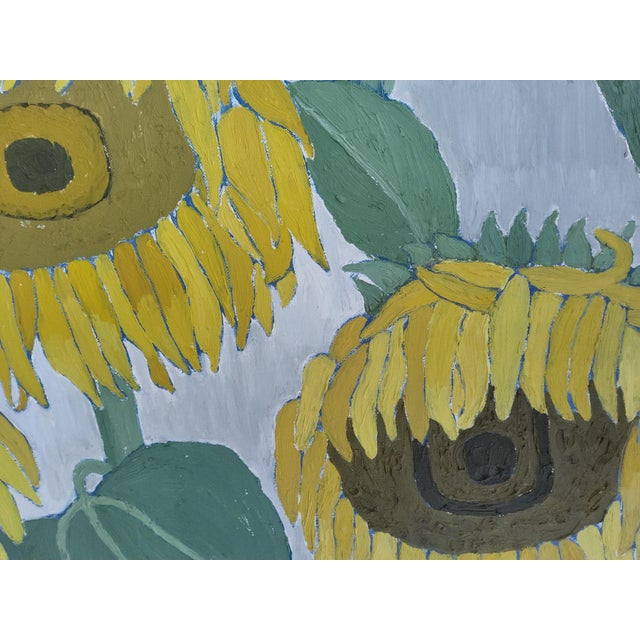 1960s 1960s Swedish Mid Century Modern Oil Painting of Sunflowers by Brita Streijffert For Sale - Image 5 of 18