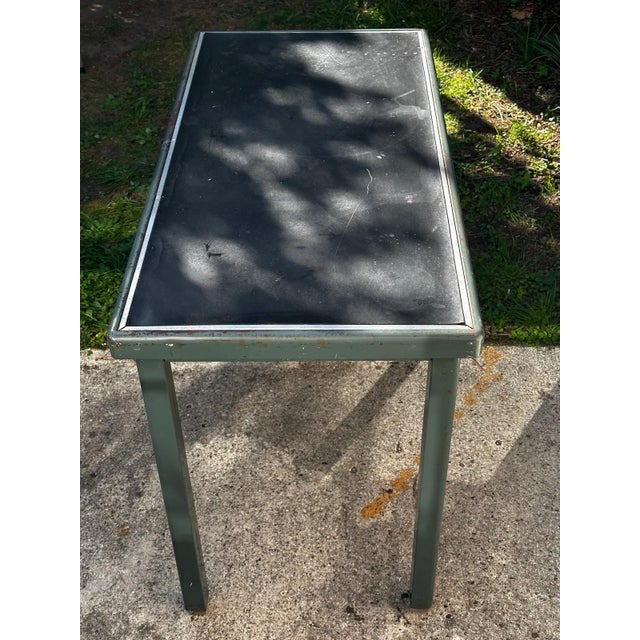 Vintage Industrial Desk in Green Metal, 1950s For Sale - Image 9 of 18