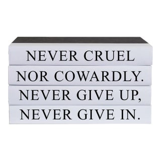 Decorative Books - Quote Book Stack - "Never Give Up" For Sale