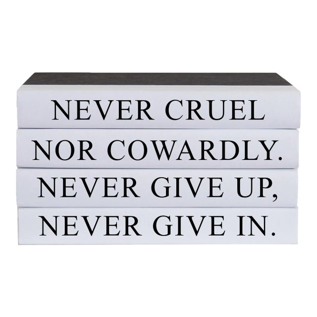 Decorative Books - Quote Book Stack - "Never Give Up" For Sale