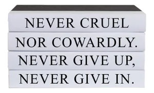 Decorative Books - Quote Book Stack - "Never Give Up"