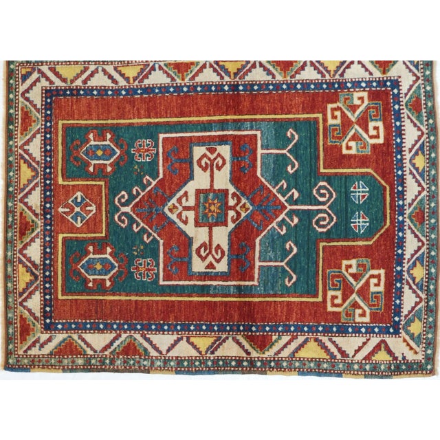 Vintage Kazak Fachralo Rug 4'0'' x 5'2'' For Sale - Image 4 of 11