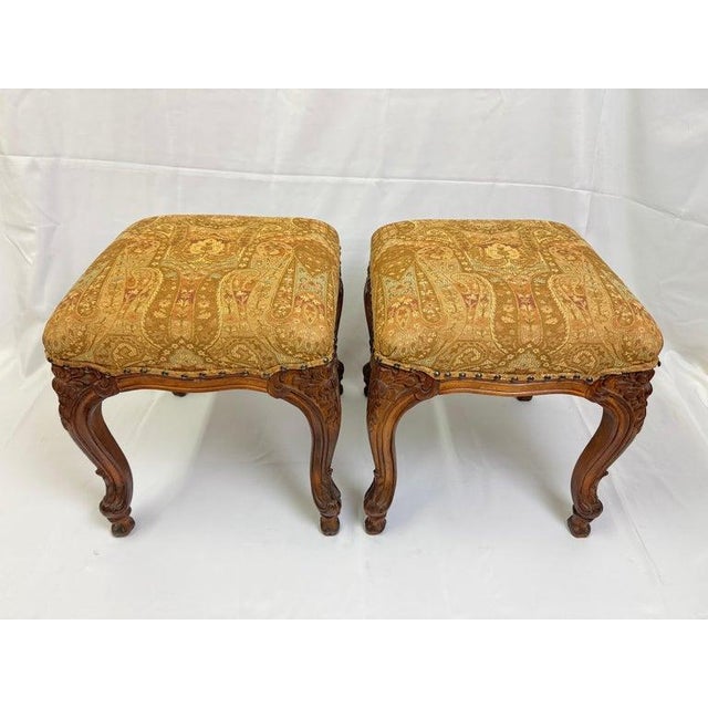 1990s Pair of Wooden Footstools or Ottomans For Sale - Image 5 of 12