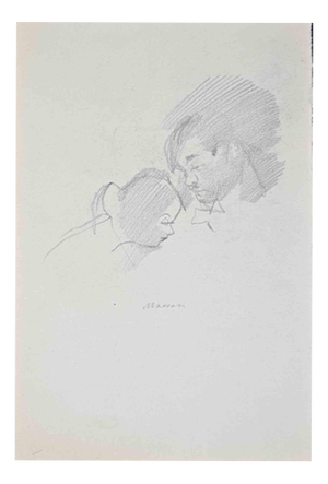Mino Maccari, The Couple, Pencil Drawing, 1950