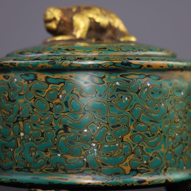 Mid 20th Century Mid 20th Century Marbled Swirl Lacquer Zisha Teapot - Asian Art Sculpture For Sale - Image 5 of 7
