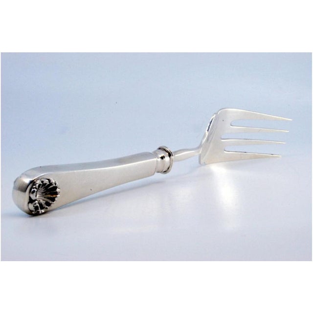 Plain Silver Fish Serving Fork with Shells For Sale - Image 6 of 7
