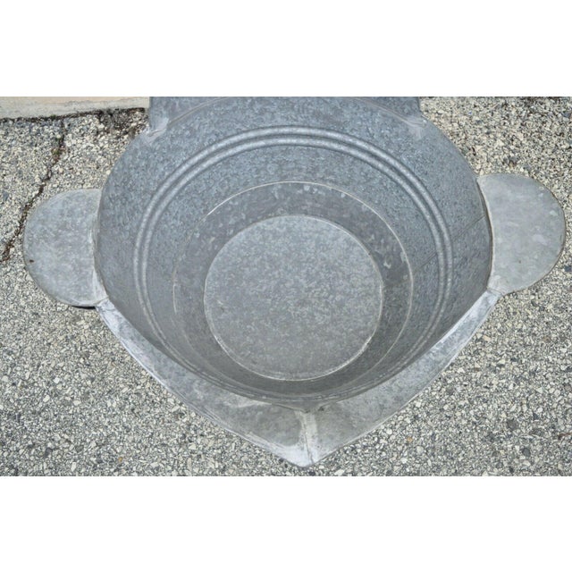 Antique Galvanized Metal Tin Cowboy Bathtub Sit Down Hip Tub With