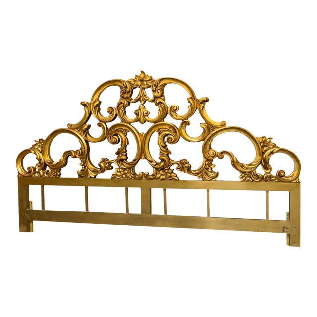 1960s French Rococo Gold Headboard For Sale