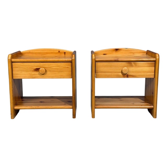 Swedish Modern, Bedside Tables, Knotty Pine, Sweden, 1960s For Sale