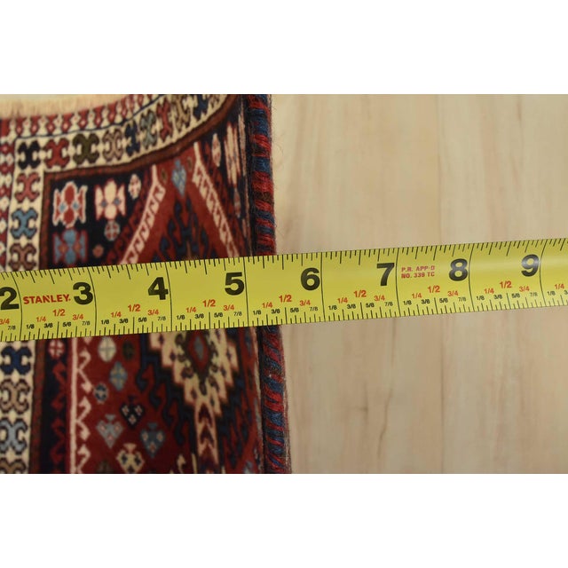 Textile Yalameh Rug 1’9” X 2’8” Red Wool Vintage Tribal Hand-Knotted Oriental Carpet For Sale - Image 7 of 8