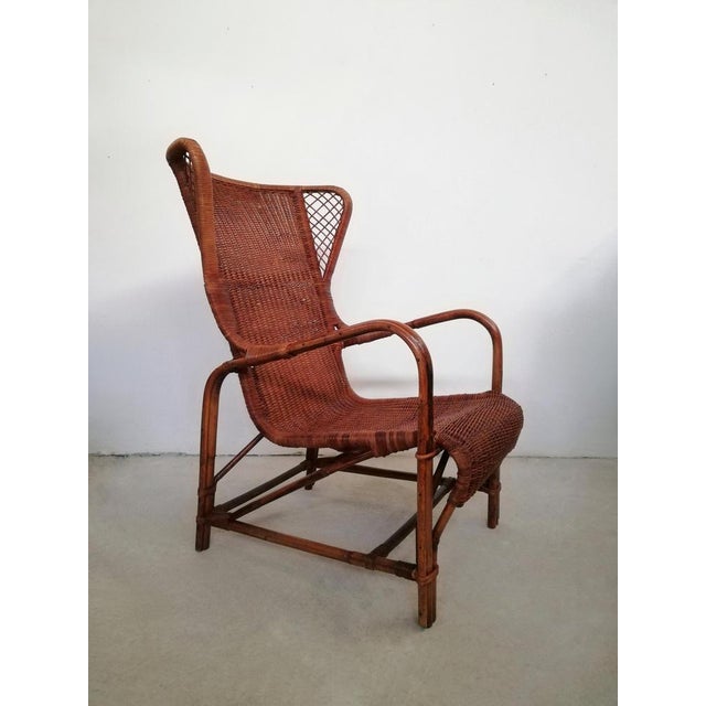 Mid-Century Wicker Bergère Armchair attributed to Eugenia Alberti Reggio for Ciceri, 1950 For Sale - Image 13 of 14