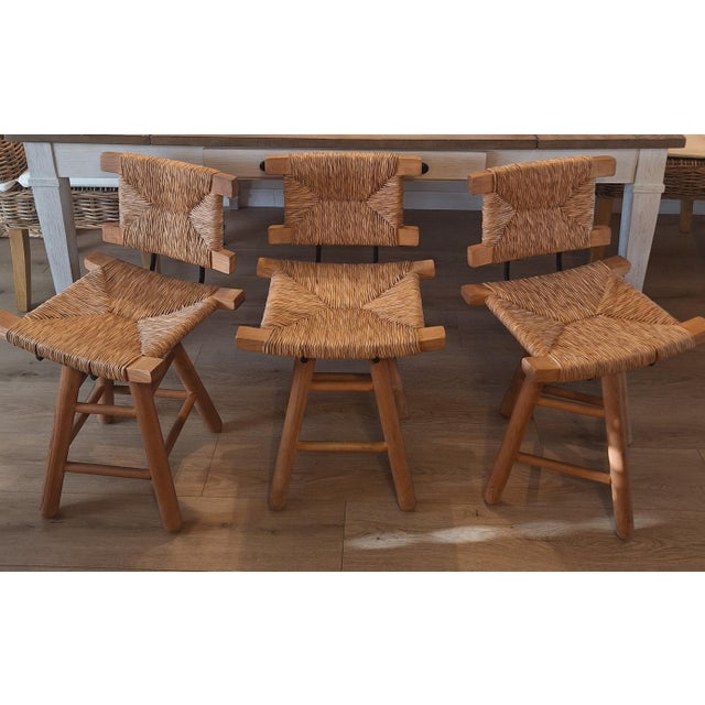 1970s Mid-Century Victor Courtray Style Woven Swivel Dining Chairs - Set of 3 For Sale - Image 5 of 9