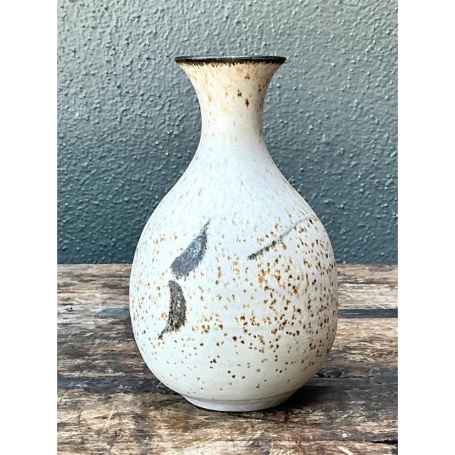 Vintage Studio Pottery Speckled Vase For Sale In West Palm - Image 6 of 12