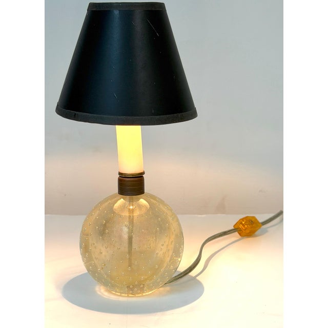 Metal Archimede Seguso Murano Controlled Bubble Art Glass Ball Table Lamp, Italy, 1950 For Sale - Image 7 of 13