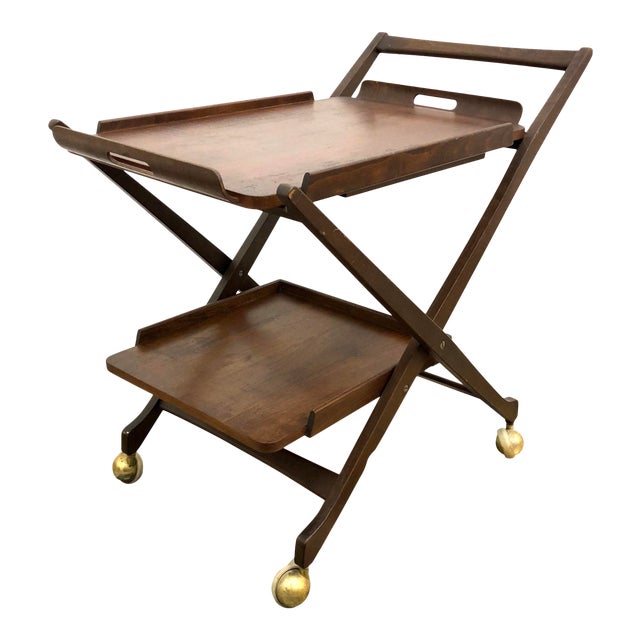 MidCentury Modern Danish Style Folding Rolling Bar / Tea Cart Chairish