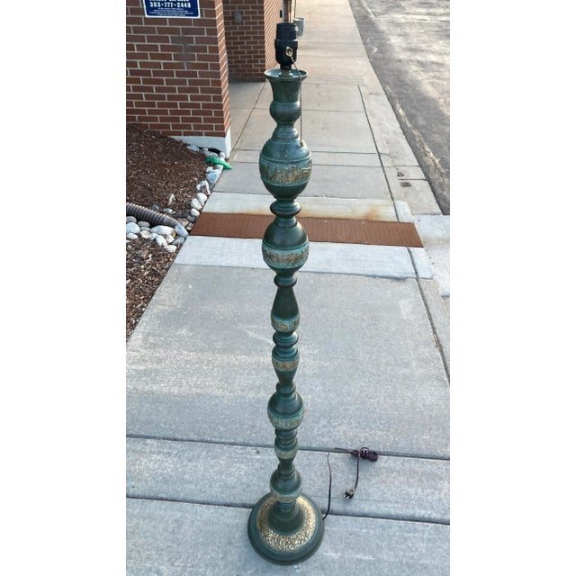 Mid-Century Modern Japanese Floor Lamp in Verdigris Bronze For Sale - Image 3 of 13