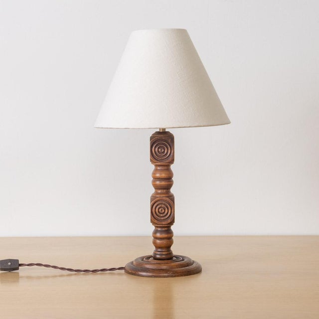French French Carved Wood Table Lamp by Charles Dudouyt For Sale - Image 3 of 11