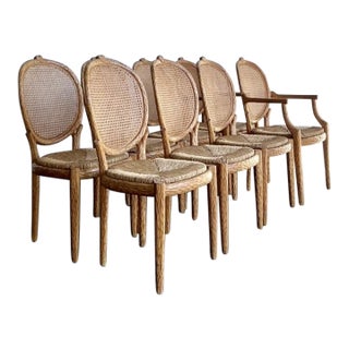 Vintage Boho Lorin Marsh Faux Bois Dining Chairs - Set of 8 For Sale
