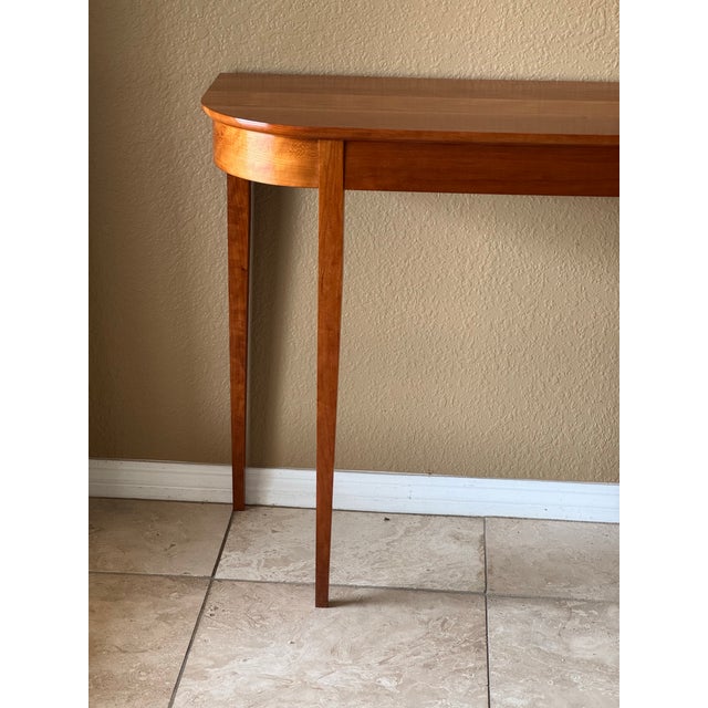 Mid-Century Modern Modern Fine Woodworking Cherrywood Demilune Console For Sale - Image 3 of 12