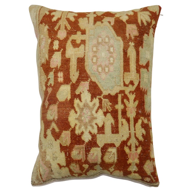 Pillow made from an early 20th Century Antique Indian Agra rug. zipper closure and polyfill insert provided Measures 19''...