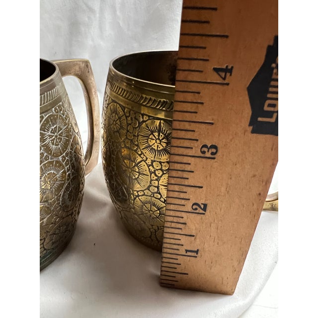 Metal Vintage Brass Tankards or Mugs a Pair For Sale - Image 7 of 9