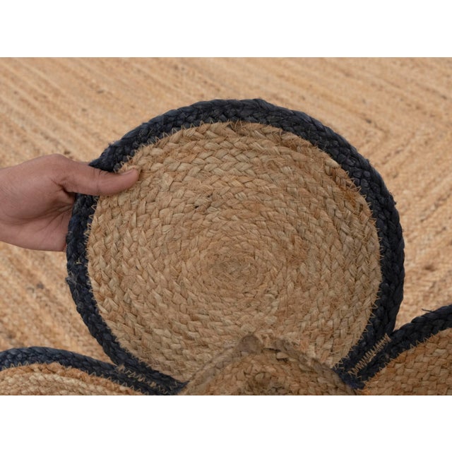 Black Scallop Edge Jute Rug 2x2 Ft. For Sale - Image 11 of 13