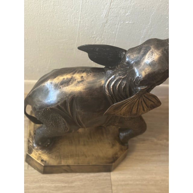 Vintage Mid-Century Solid Bronze Elephant Pedestal Tables – Pair For Sale - Image 4 of 13