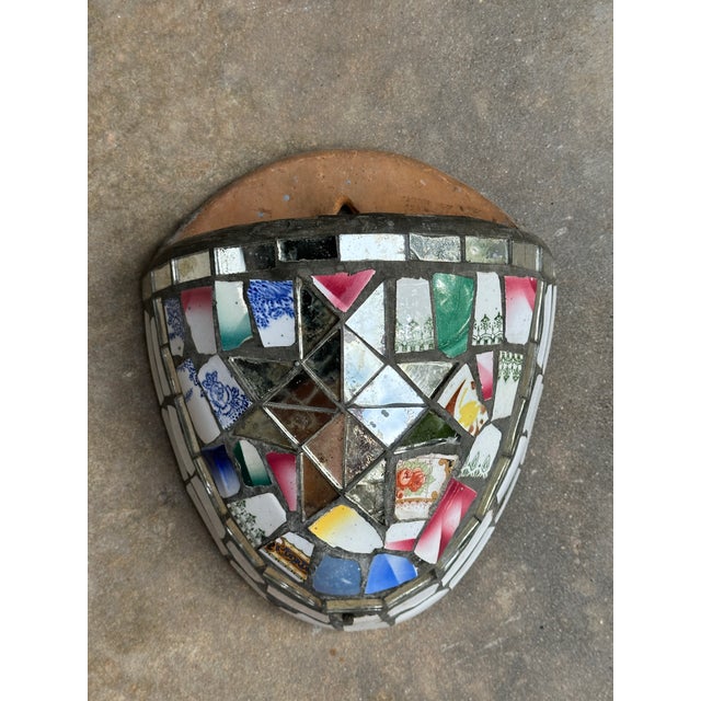Late 19th Century 19th Century Mosaic Memory Ware Wall Pocket | Victorian Shardwork Folk Art | Broken China Memento Vessel For Sale - Image 5 of 10