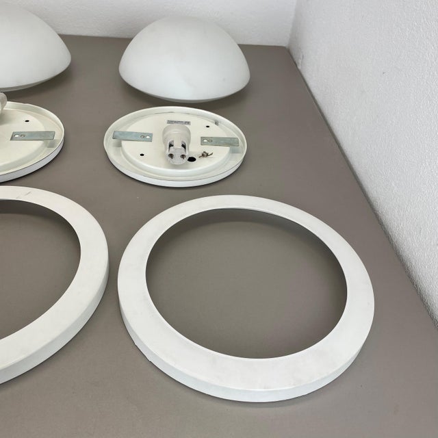 Metal and Glass Wall or Ceiling Lights attributed to Glashütte Limburg, Germany, 1980, Set of 2 For Sale - Image 9 of 17