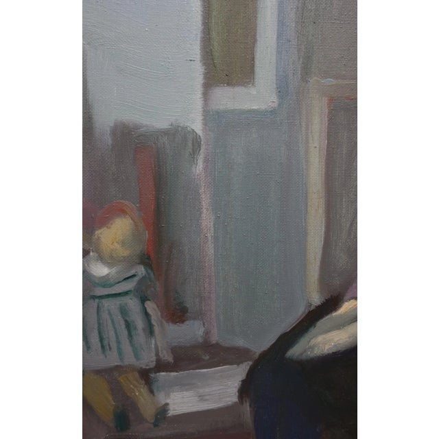 Igor Smekalov, Little Girl and Doll, Blue Figurative, Orenburg 1965, Oil Painting For Sale - Image 4 of 5
