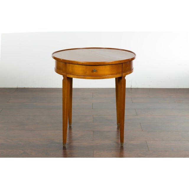 Mid 19th Century French Napoléon III 1850s Walnut Side Table with Single Drawer and Tapered Legs For Sale - Image 5 of 12