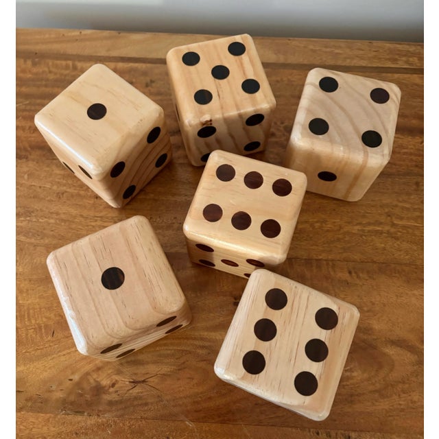 Set of six vintage wooden dice, perfect for game room or den. The dice dots are made with wood pegs, not stickers or...