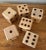 Set of six vintage wooden dice, perfect for game room or den. The dice dots are made with wood pegs, not stickers or...