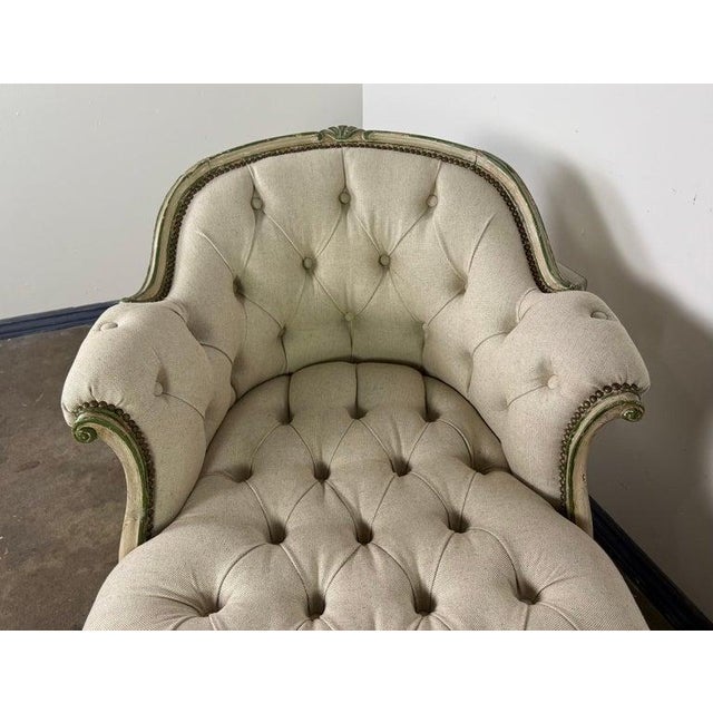 French Louis XV Style Tufted Chaise Lounge For Sale - Image 9 of 18