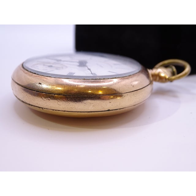 Savonette Pocket Watch in 14k Gold, Porcelain and Crystal from American Waltham Watch Co., USA, 1900s For Sale - Image 13 of 18