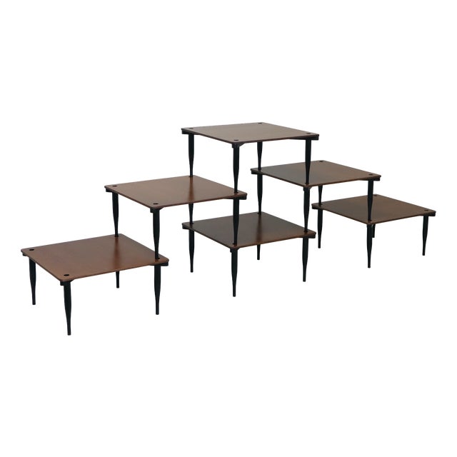 Model T8 Stackable Tables by Vico Magistretti for Azucena Italia, 1954, Set of 6 For Sale