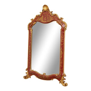 Late 20th Century French Style Chinoiserie Decorated Wall Mirror For Sale