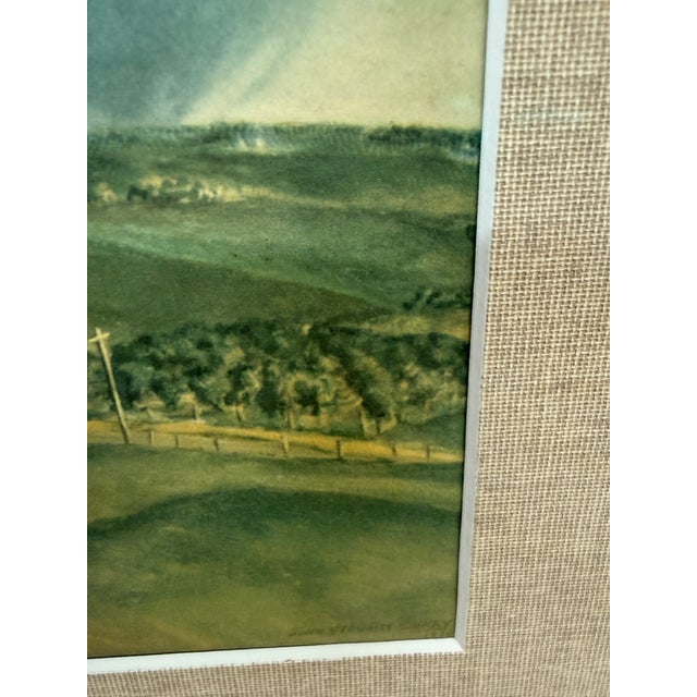 Wood Late 20th Century John Steuart Curry "The Line Storm" Print, Signed For Sale - Image 7 of 12