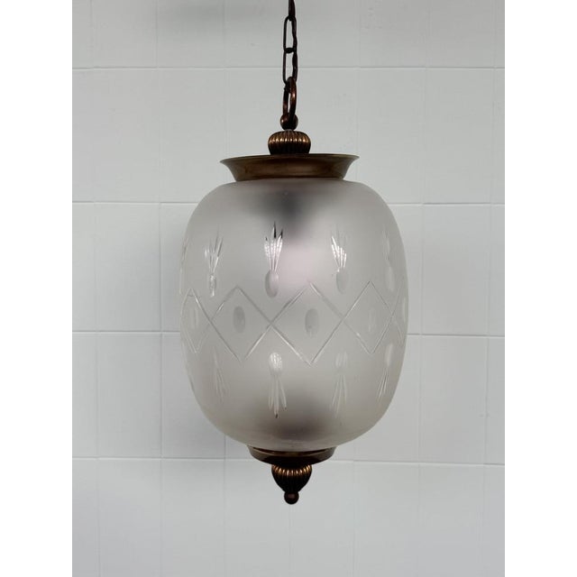 Vintage Glass and Brass Lantern, 1960s For Sale - Image 15 of 15