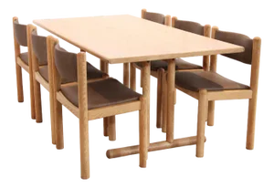 Danish Oak Wooden Shaker Dining Set with Table and Chairs, 1970s, Set of 7