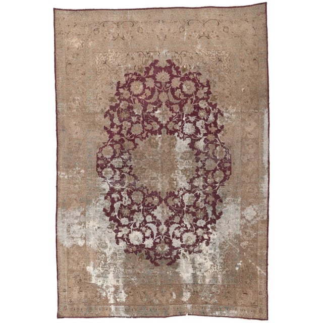 Mid 20th Century Distressed Vintage Persian Kashan Rug, 08'01 X 11'09 For Sale - Image 10 of 10