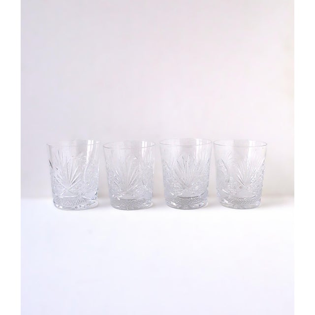 A beautiful set of four (4) cut crystal cocktail rocks' glasses, Bohemian cut crystal, circa mid-20th century, Europe,...