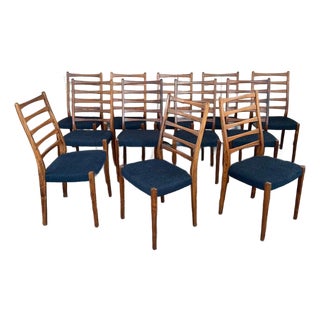 1960s Set of Twelve Rosewood Ladder-Back Dining Chairs by Svegards Markaryd For Sale