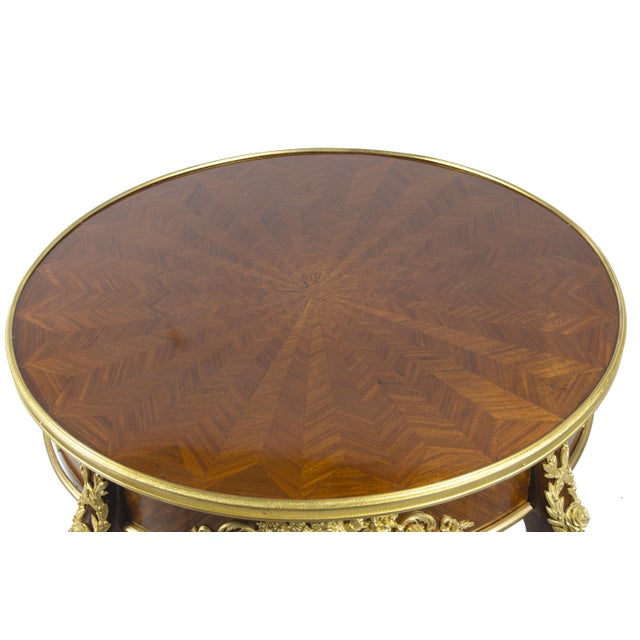 Maison Forest Late 19th Century Louis XV Circular Gueridón Table With Ormolu Accents Attributed to François Linke for Maison Forest, France For Sale - Image 4 of 11