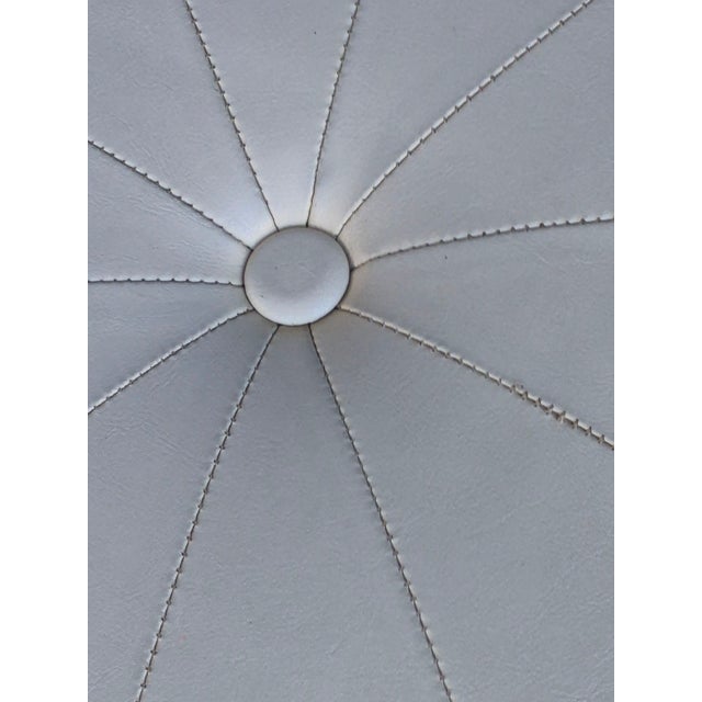 Late 20th Century Late 20th Century Mid Century Modern White Faux Leather Round Puff Ottoman Stool For Sale - Image 5 of 7